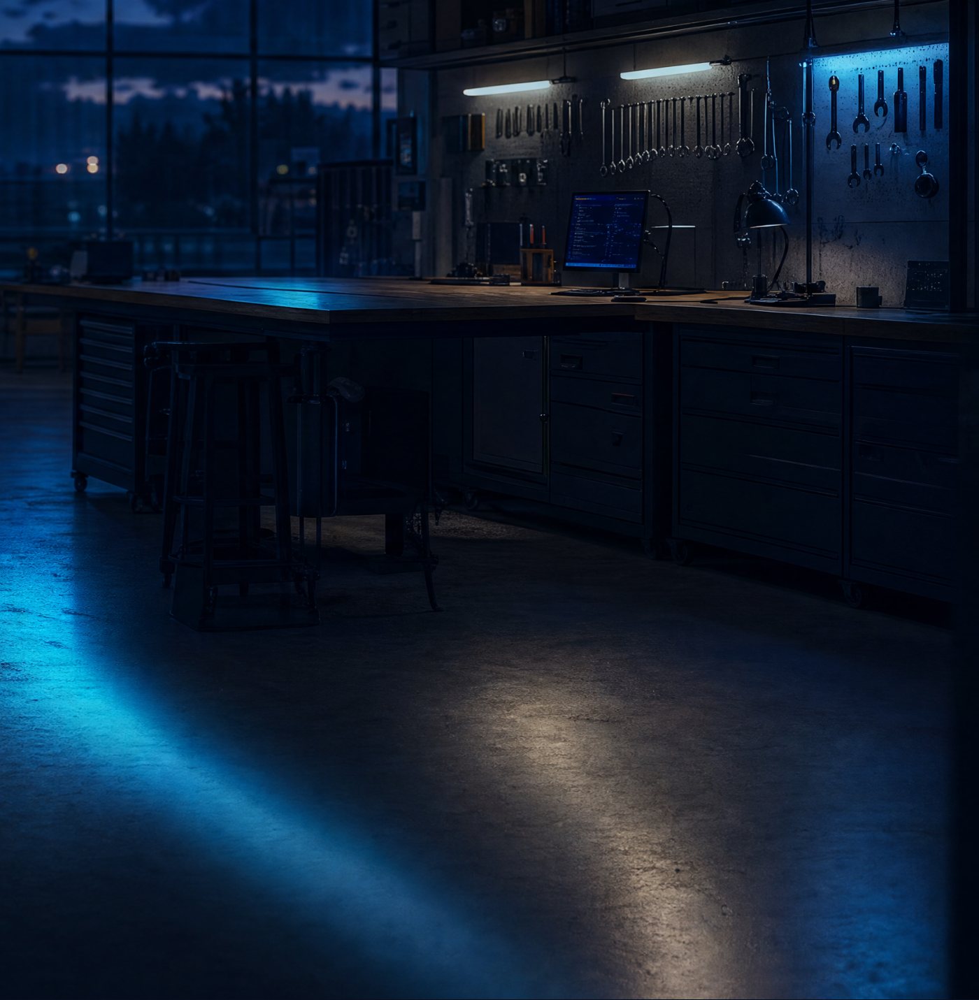 A workshop at first light